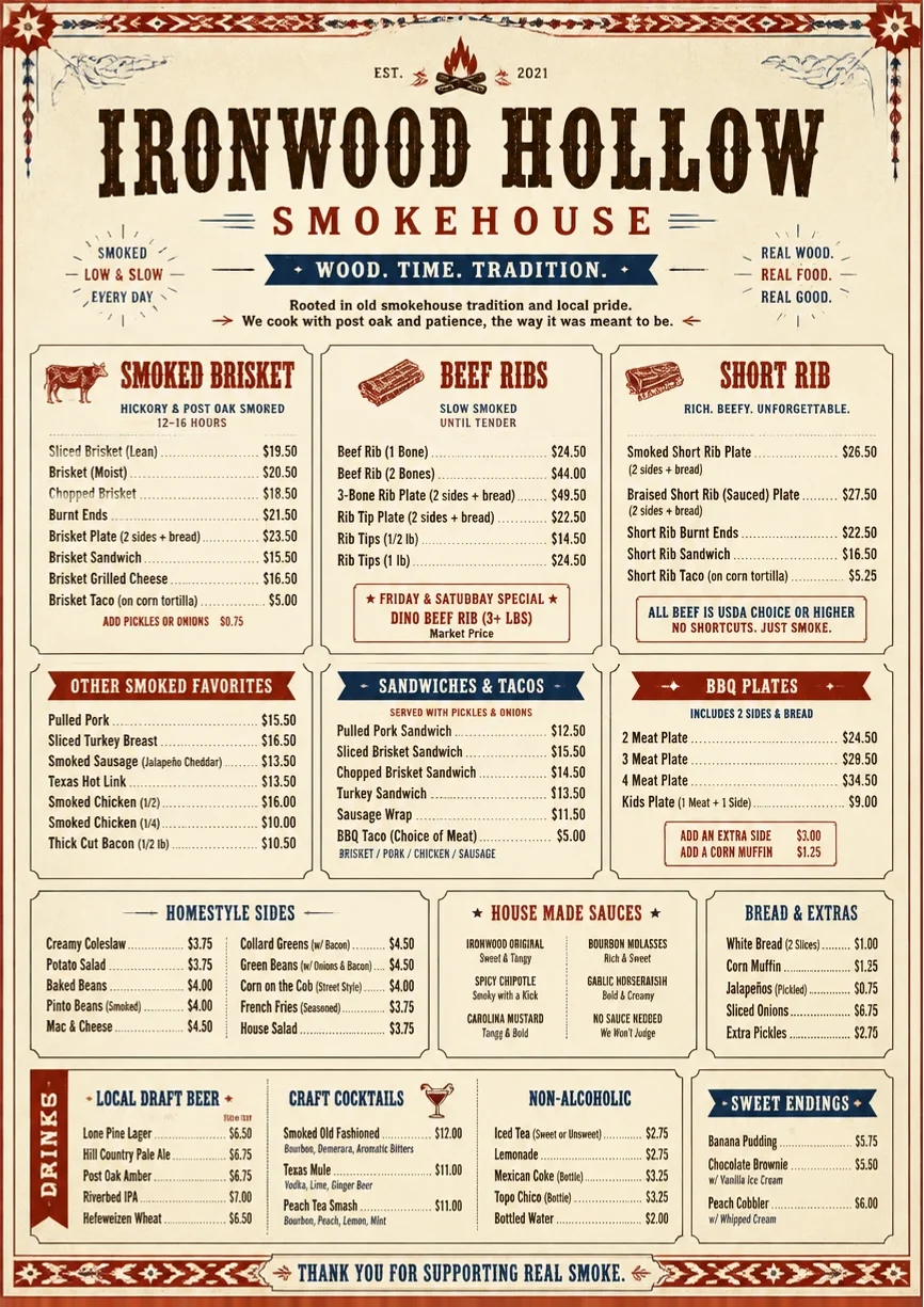 Heritage Tradition menu template preview