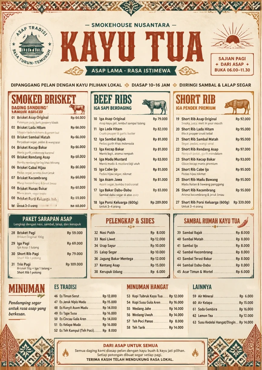 Heritage Tradition menu template preview