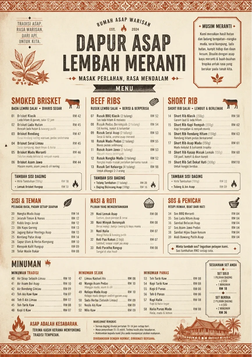 Heritage Tradition menu template preview