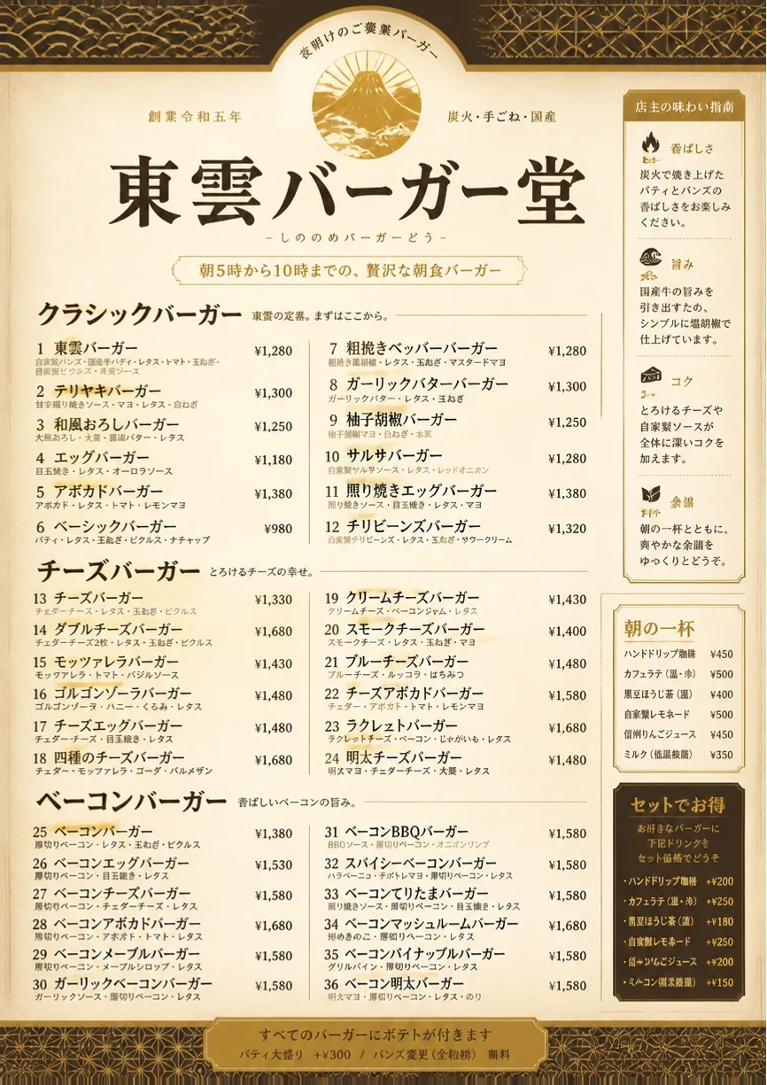 Heritage Tradition menu template preview