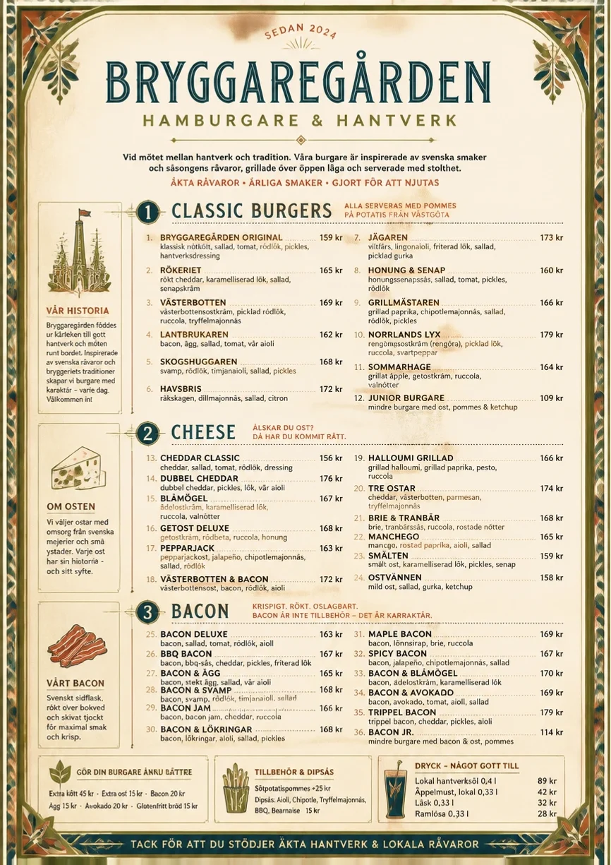 Heritage Tradition menu template preview