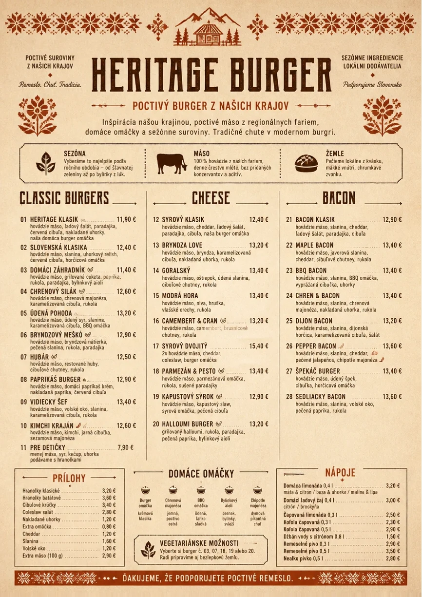 Heritage Tradition menu template preview