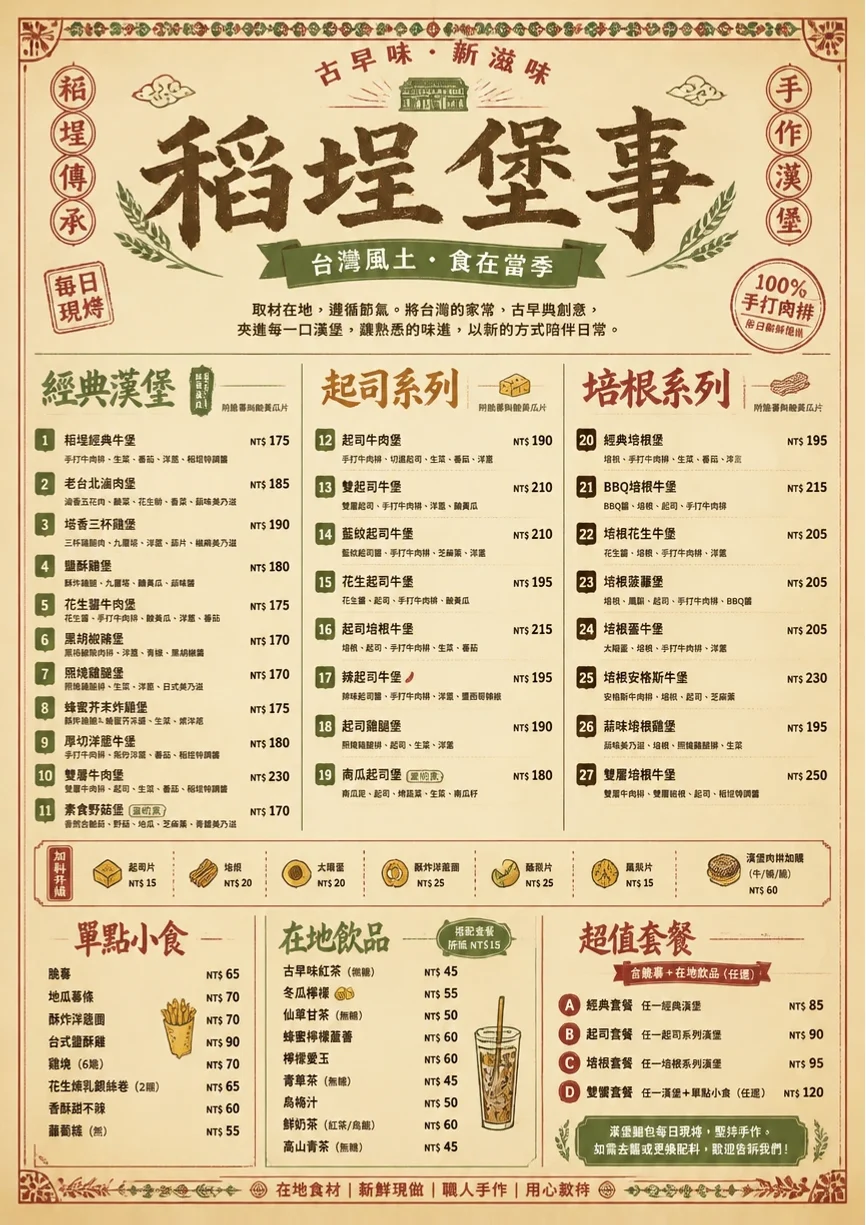 Heritage Tradition menu template preview