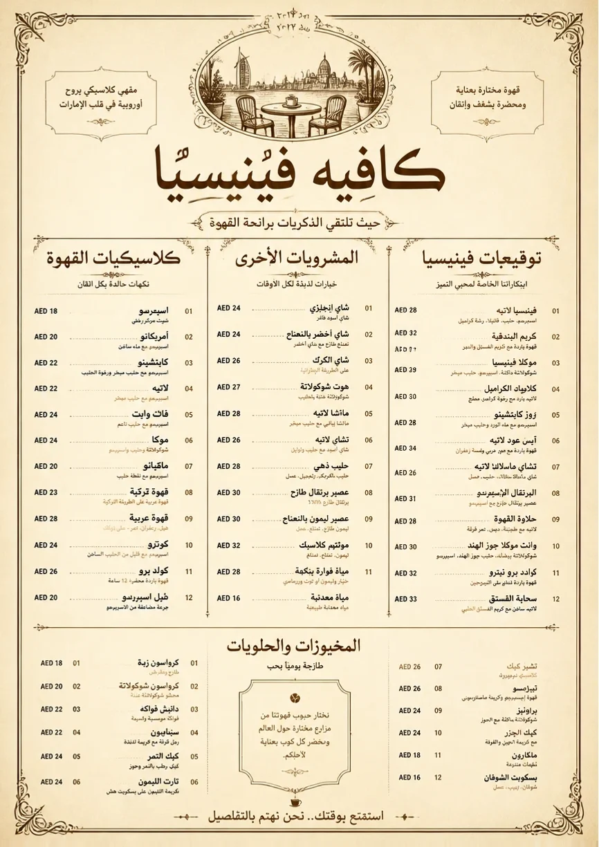 Vintage Classic menu template preview