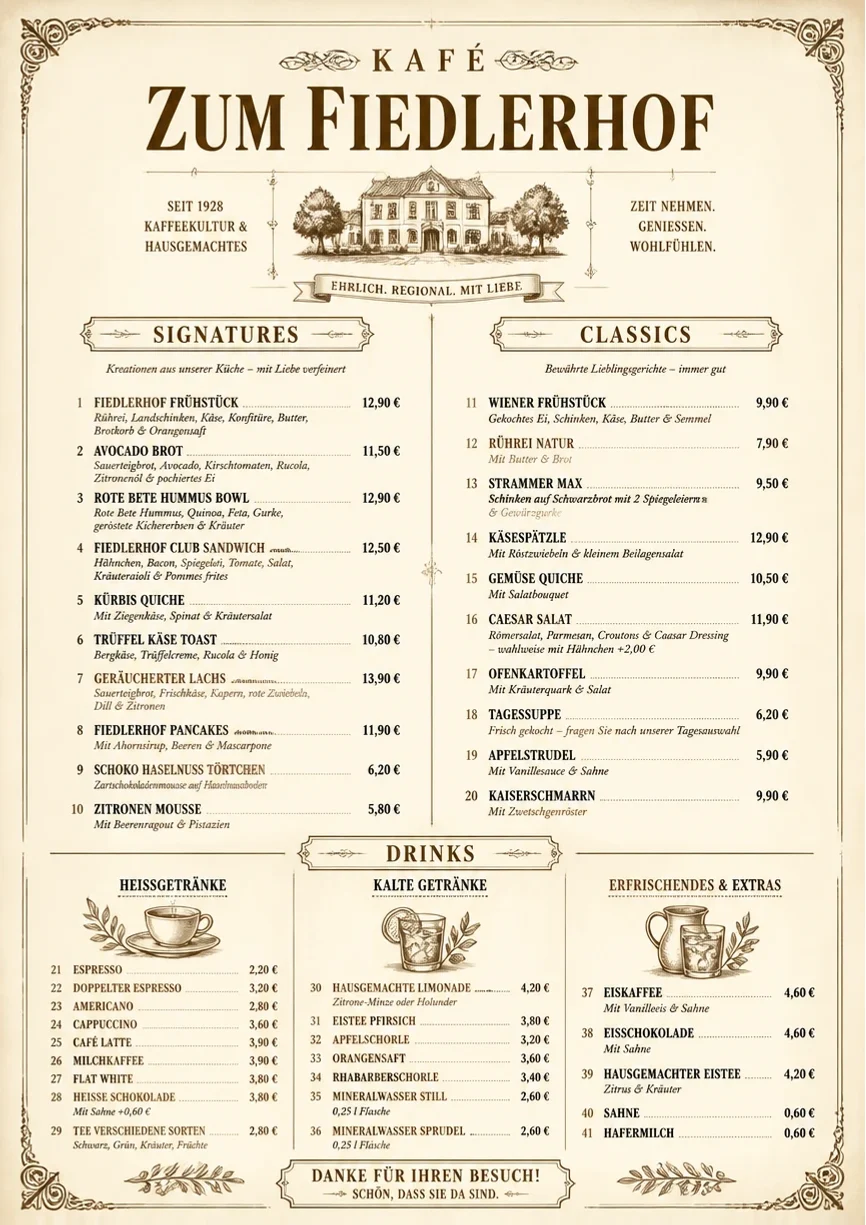 Vintage Classic menu template preview