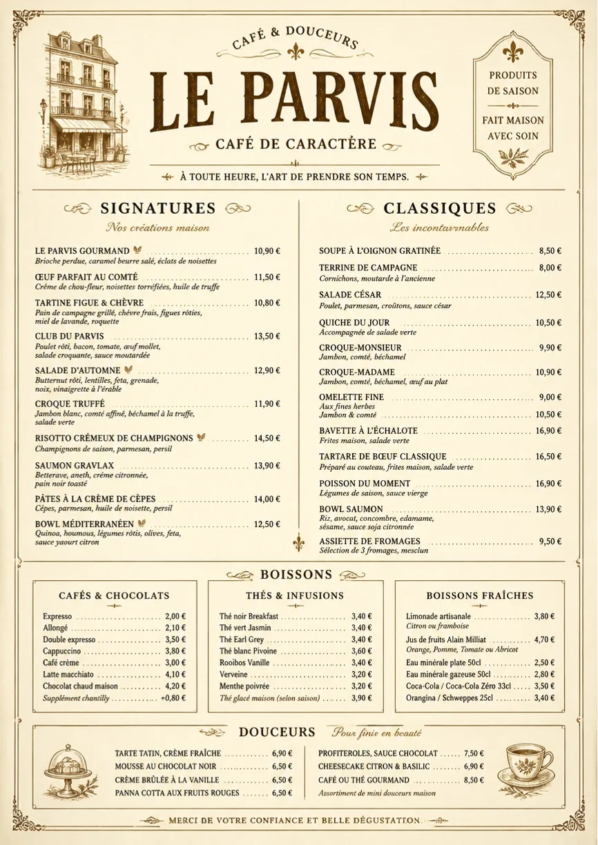 Vintage Classic menu template preview