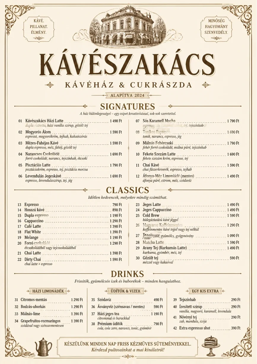 Vintage Classic menu template preview