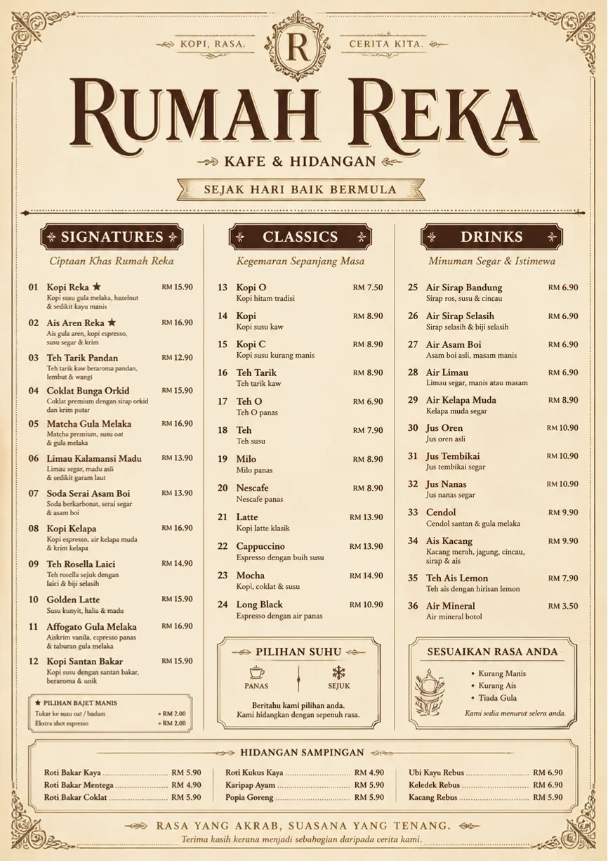 Vintage Classic menu template preview