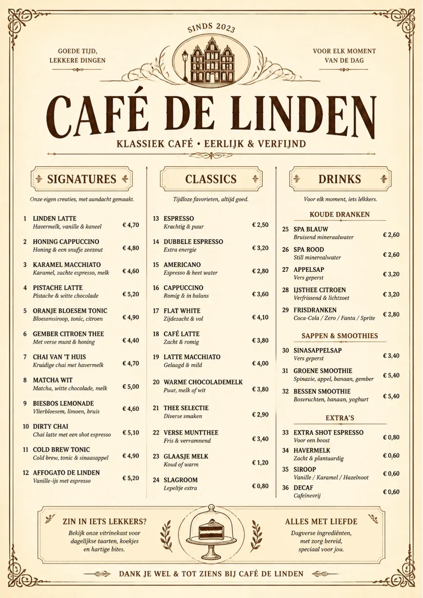 Vintage Classic menu template preview
