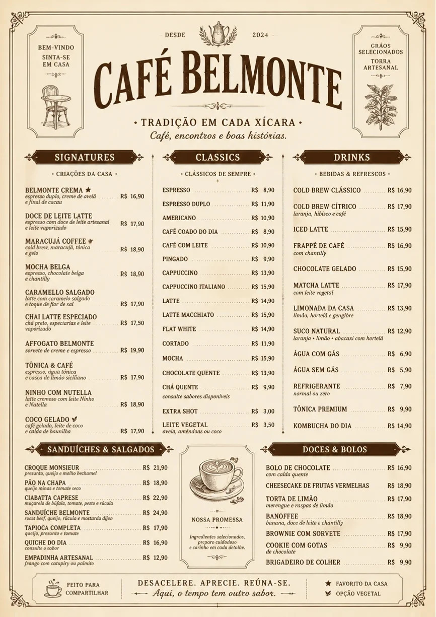 Vintage Classic menu template preview