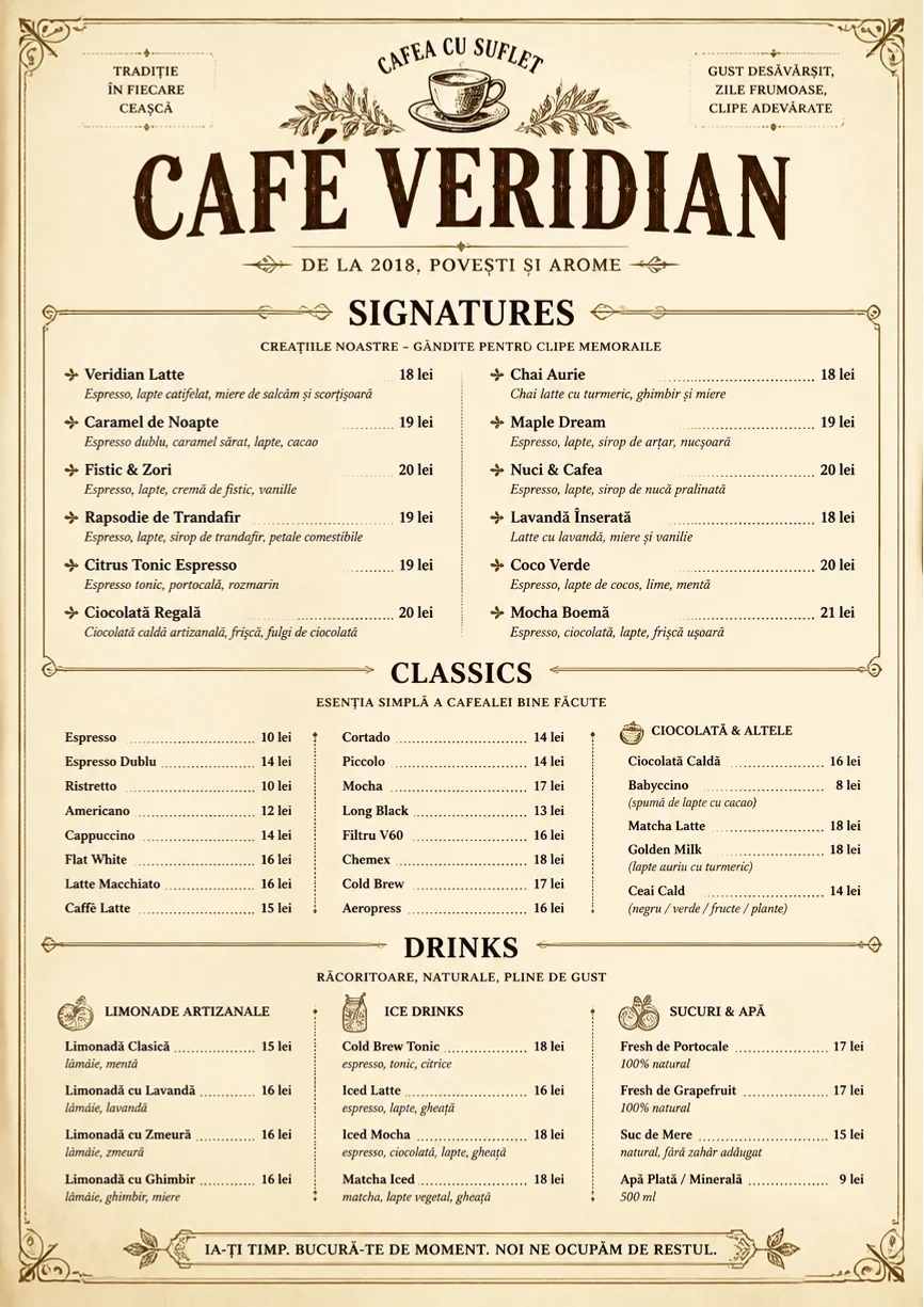 Vintage Classic menu template preview
