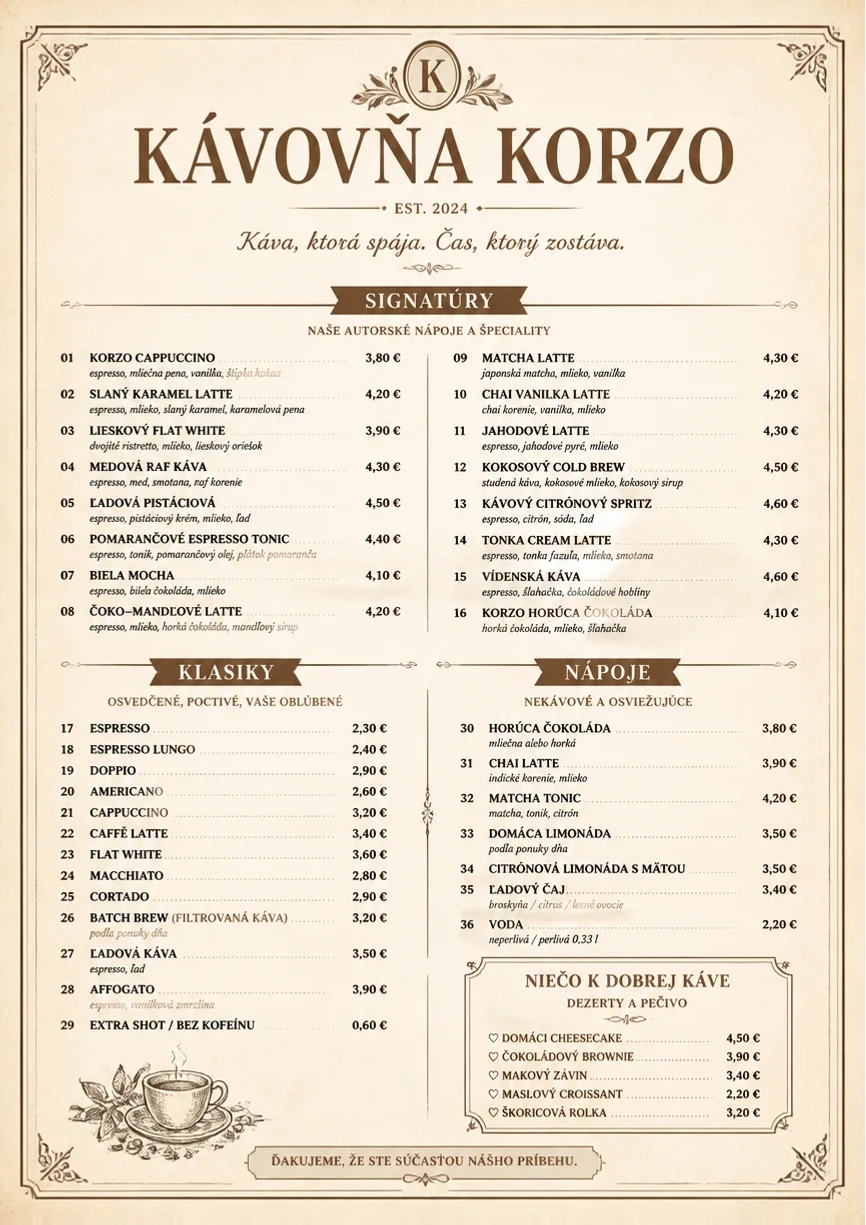 Vintage Classic menu template preview