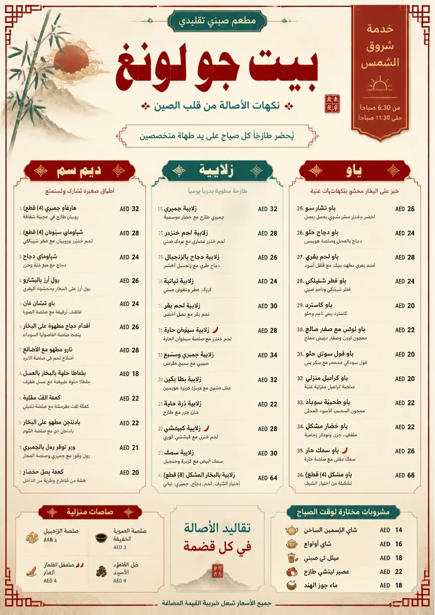 Heritage Tradition menu template preview