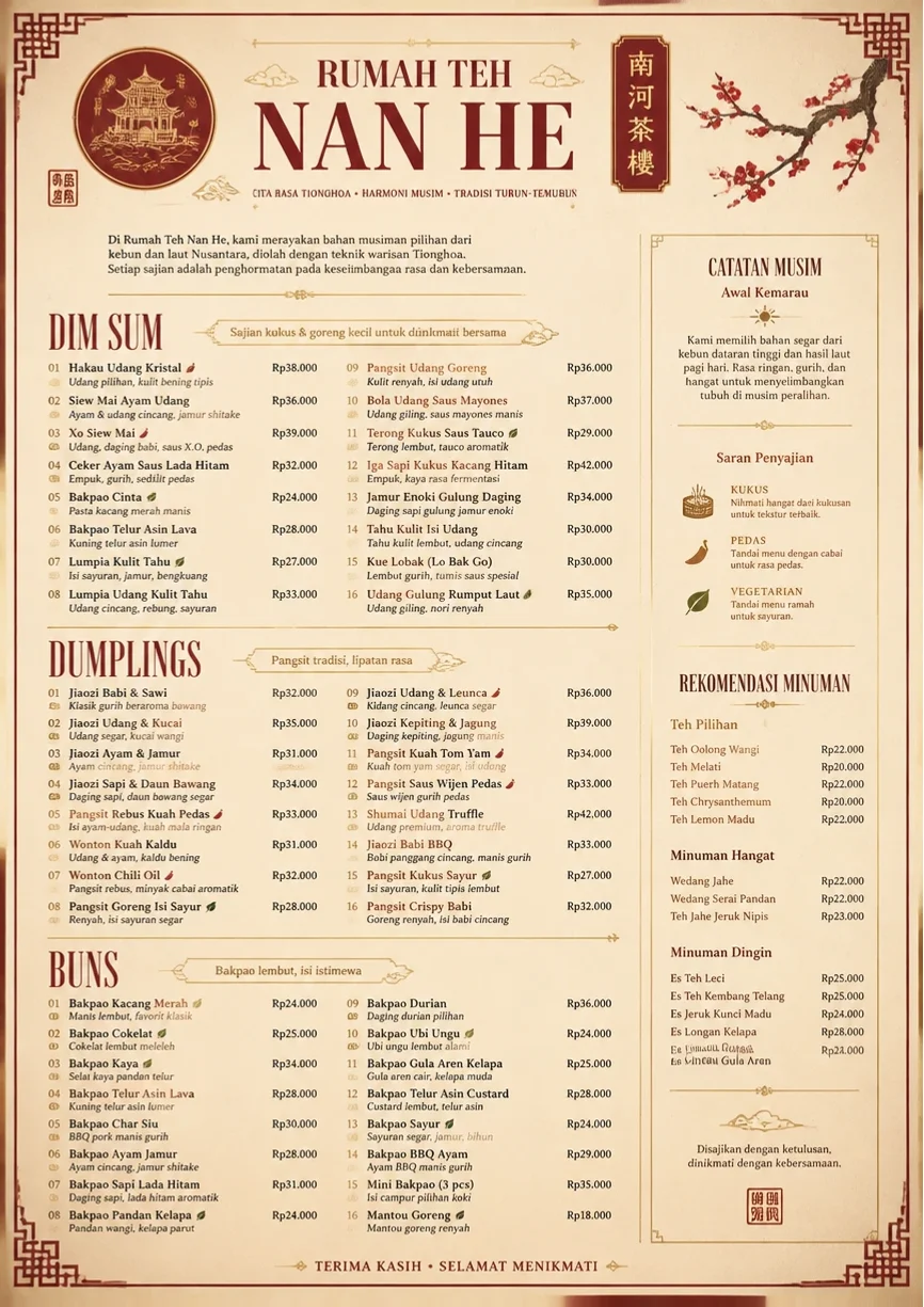 Heritage Tradition menu template preview