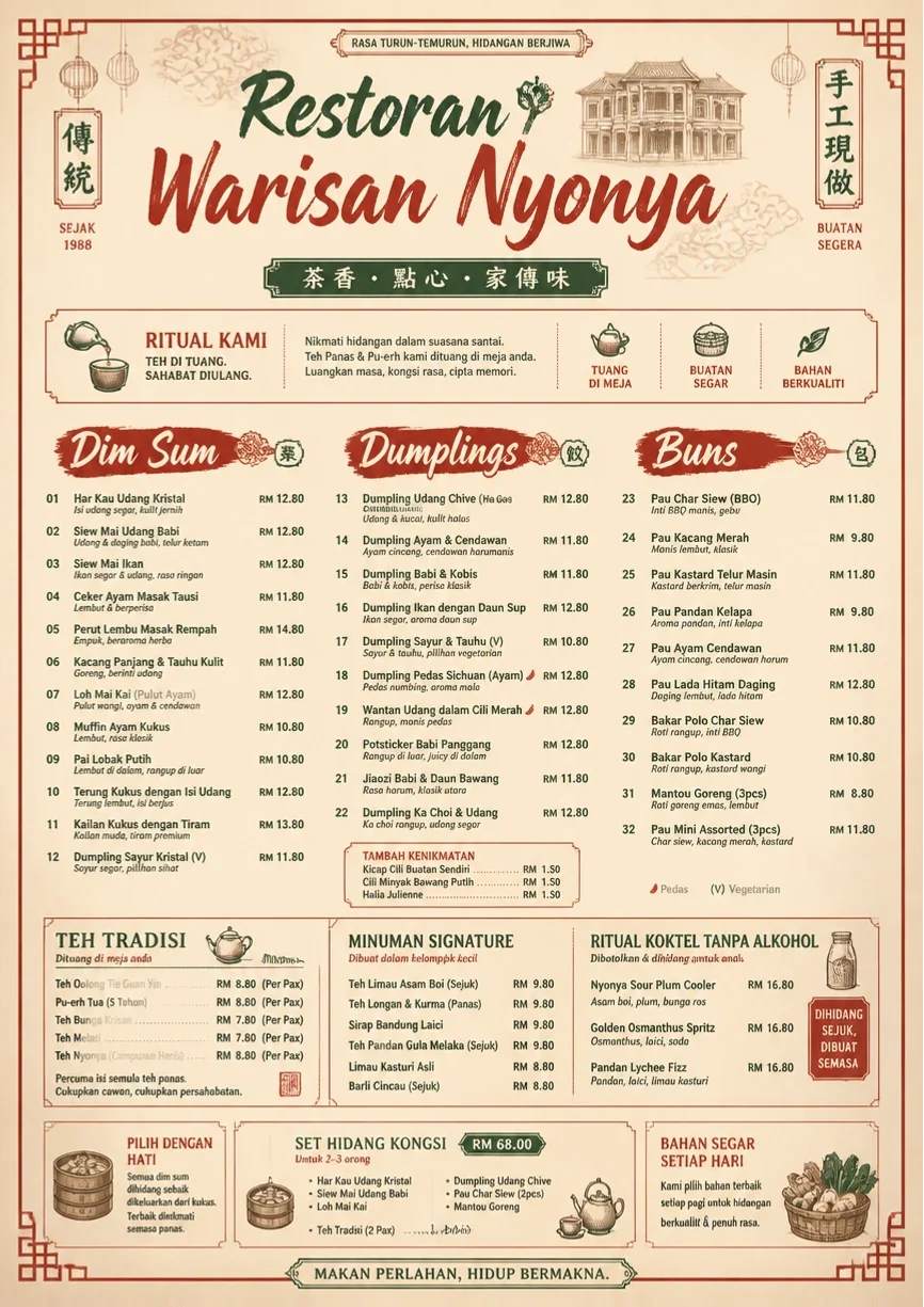 Heritage Tradition menu template preview