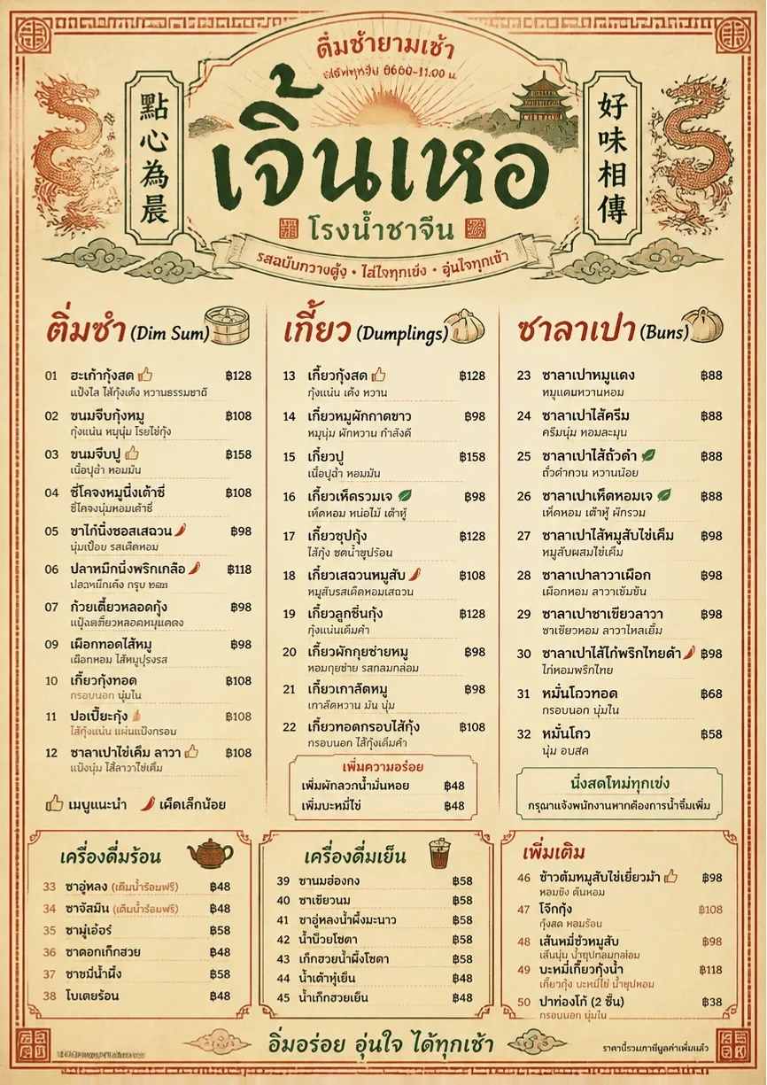 Heritage Tradition menu template preview