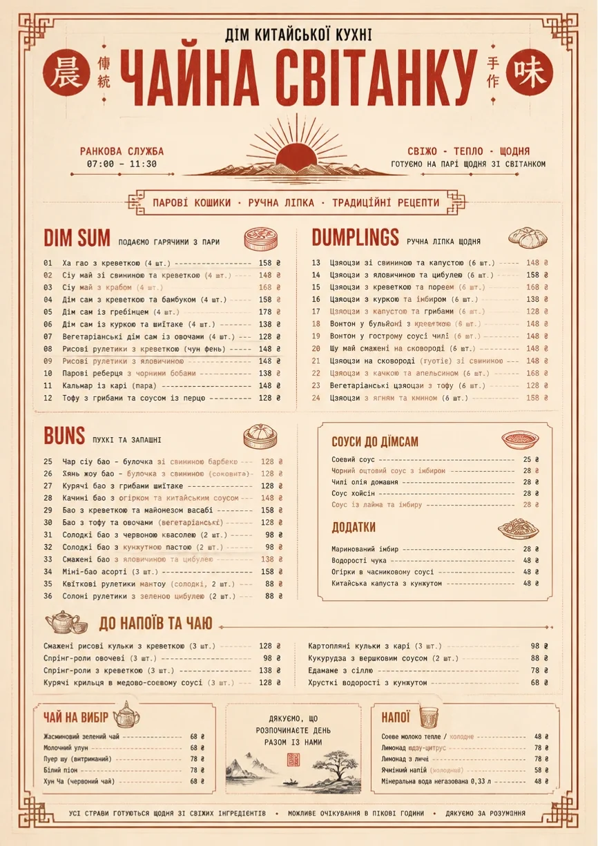 Heritage Tradition menu template preview
