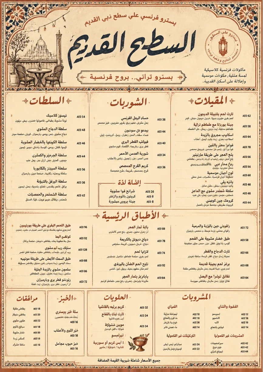 Heritage Tradition menu template preview