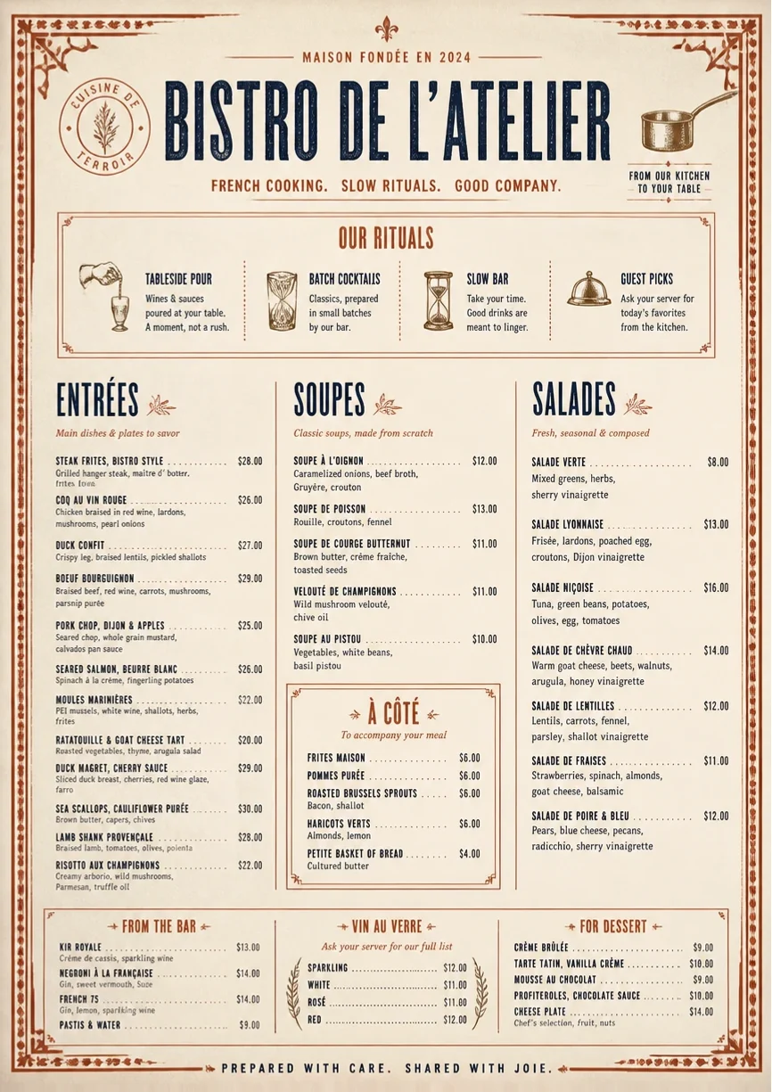 Heritage Tradition menu template preview