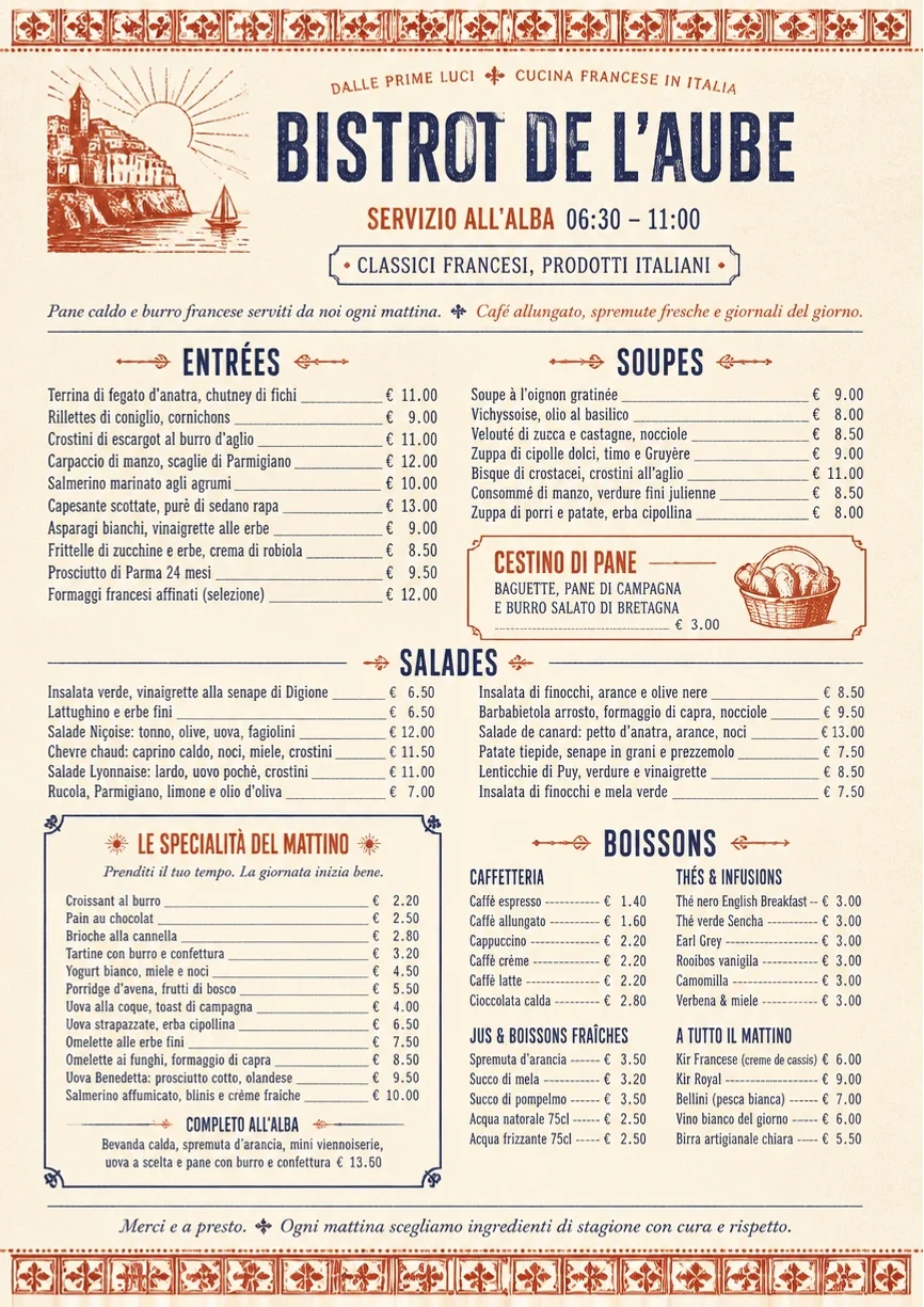 Heritage Tradition menu template preview