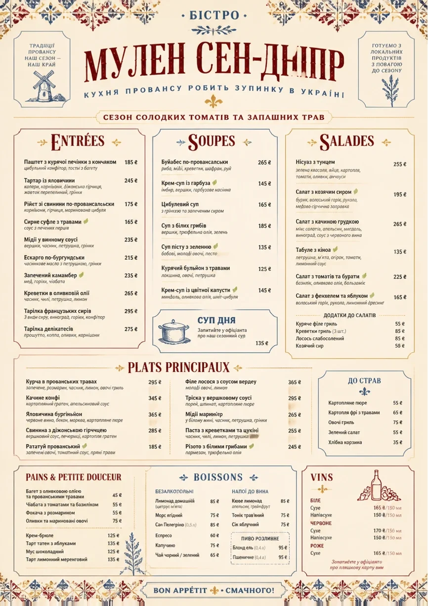 Heritage Tradition menu template preview