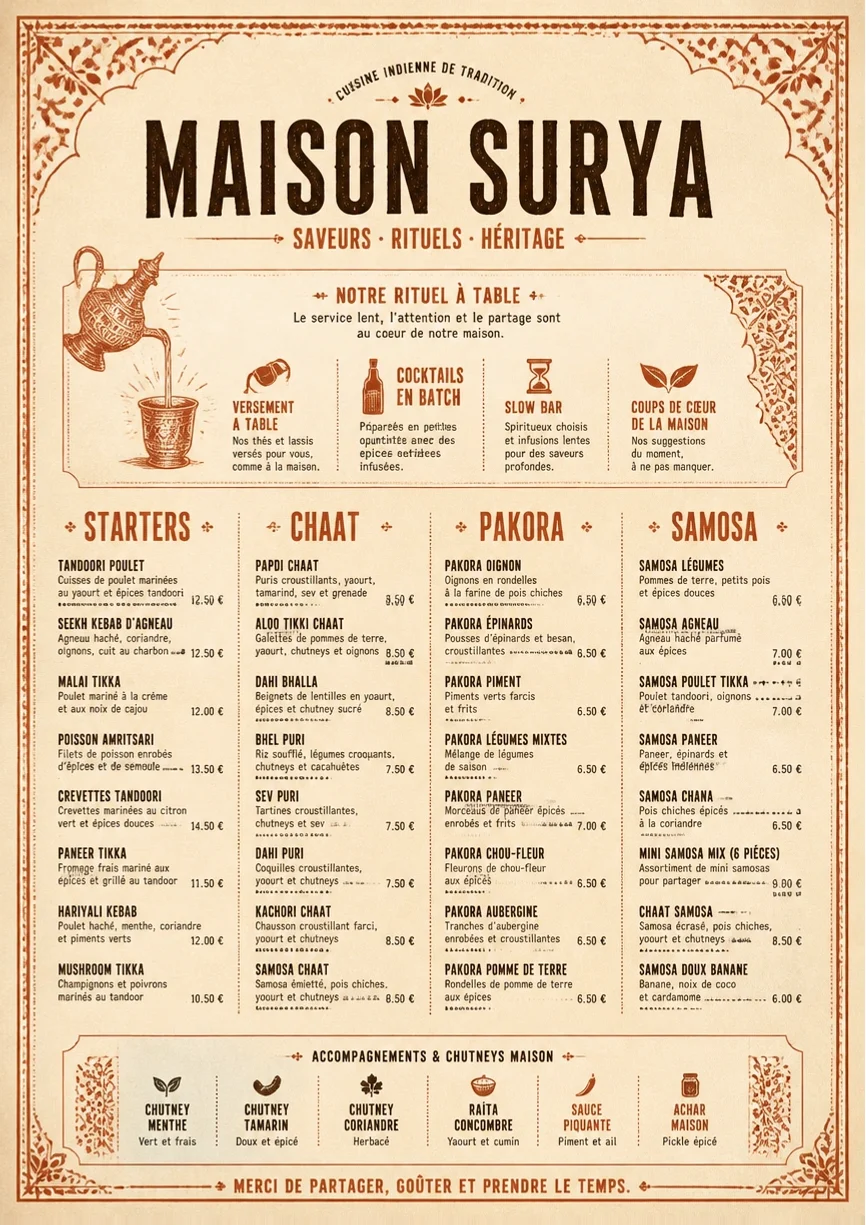 Heritage Tradition menu template preview