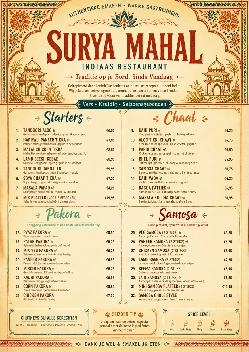 Heritage Tradition menu template preview