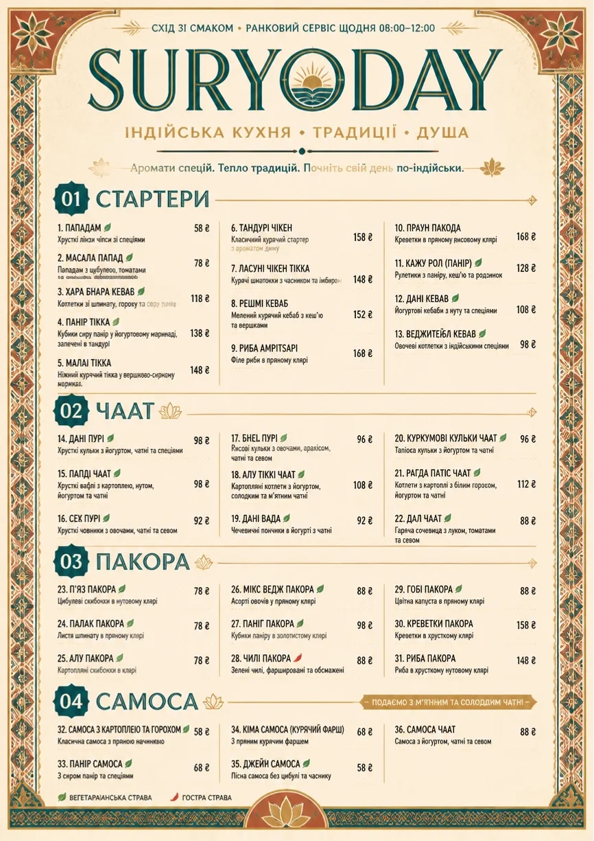 Heritage Tradition menu template preview