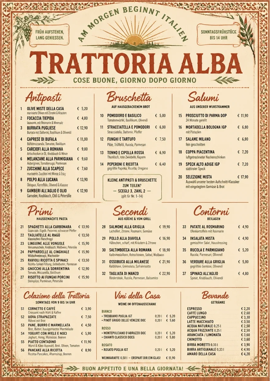 Heritage Tradition menu template preview