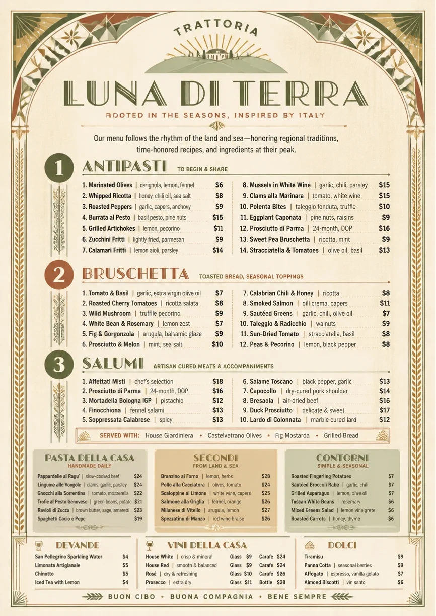 Heritage Tradition menu template preview