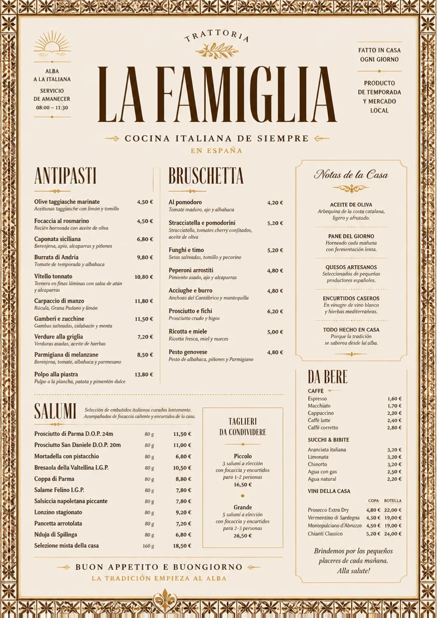 Heritage Tradition menu template preview