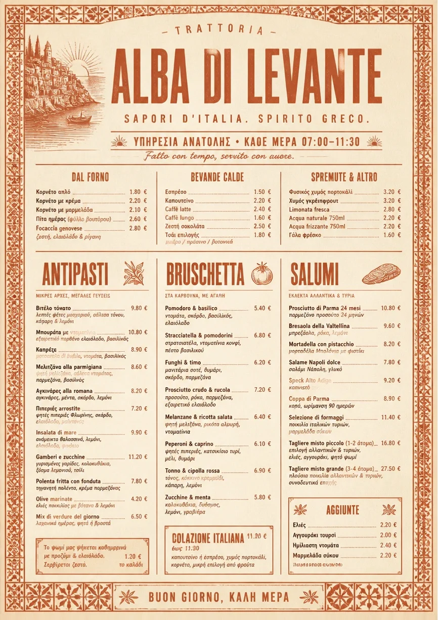 Heritage Tradition menu template preview