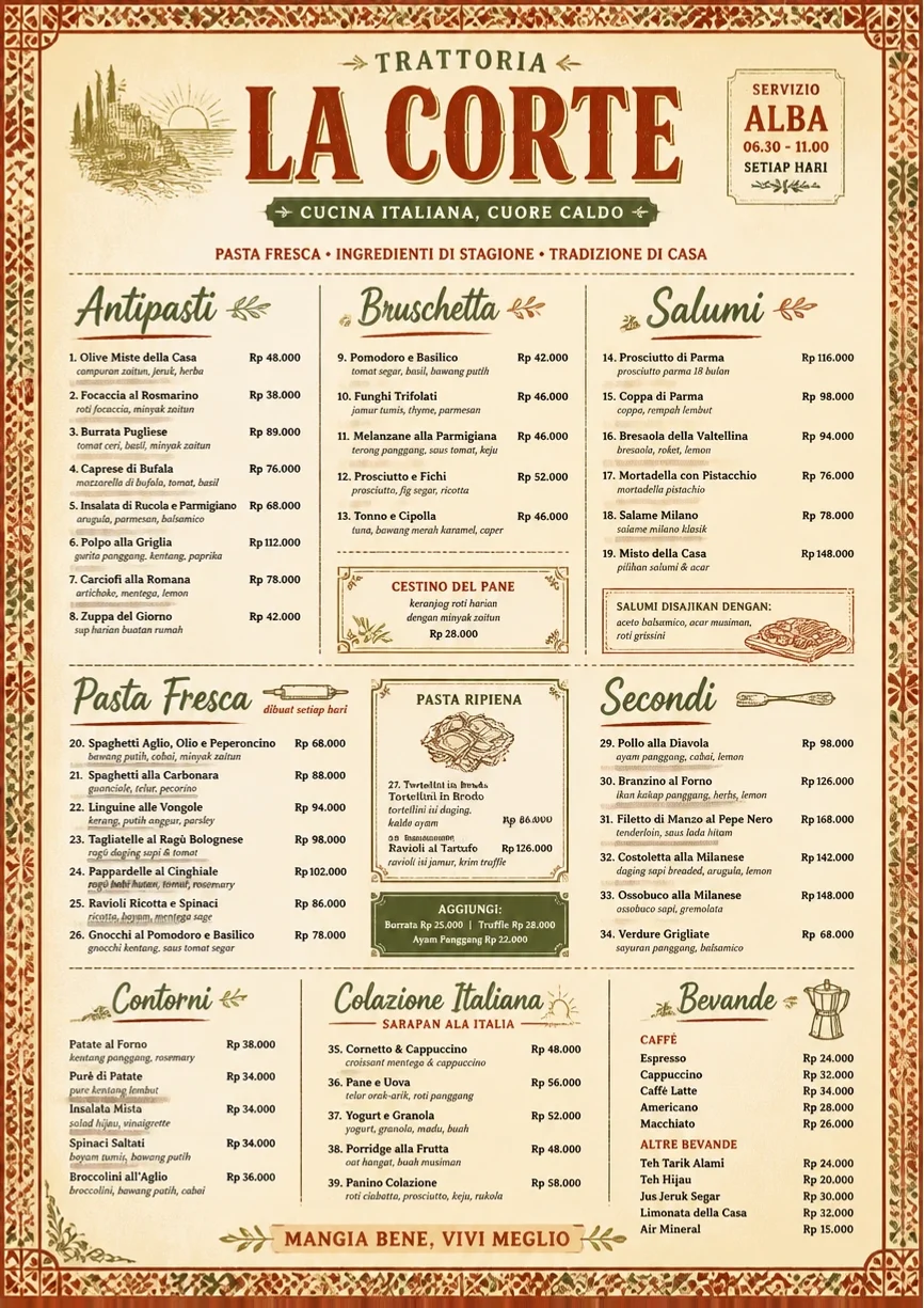Heritage Tradition menu template preview