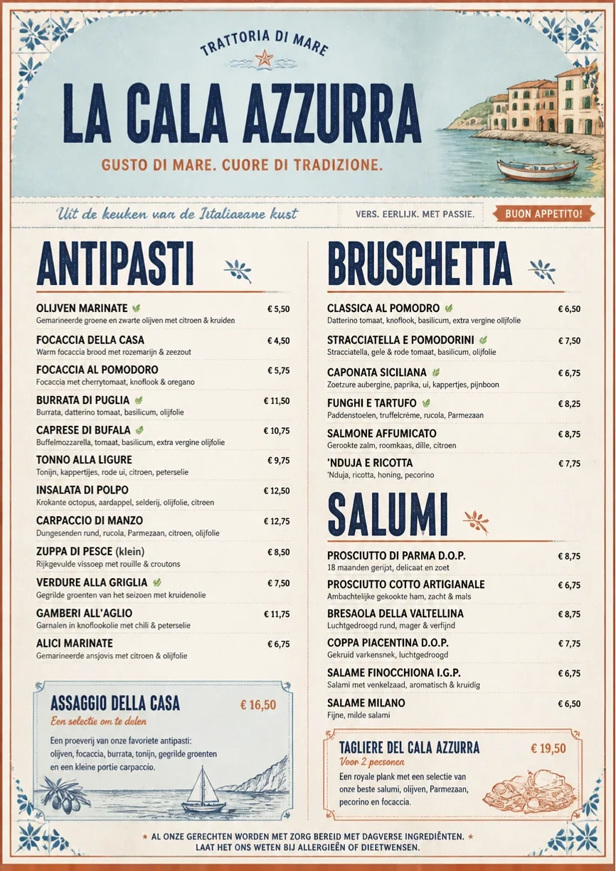 Heritage Tradition menu template preview