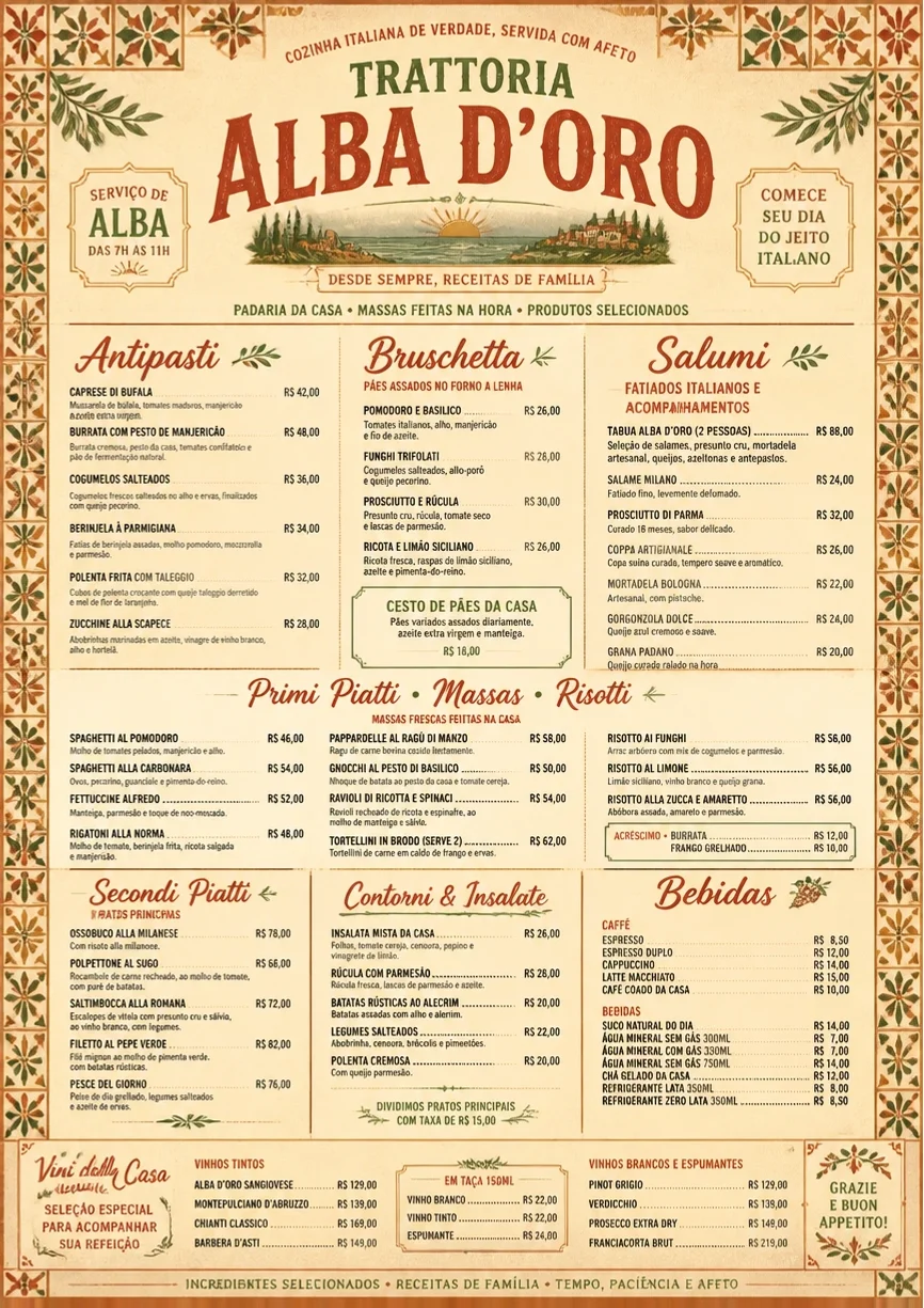 Heritage Tradition menu template preview