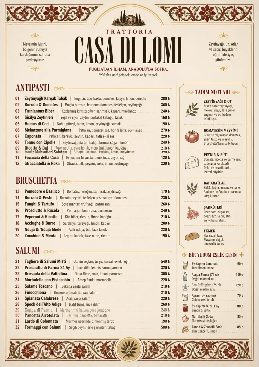 Heritage Tradition menu template preview