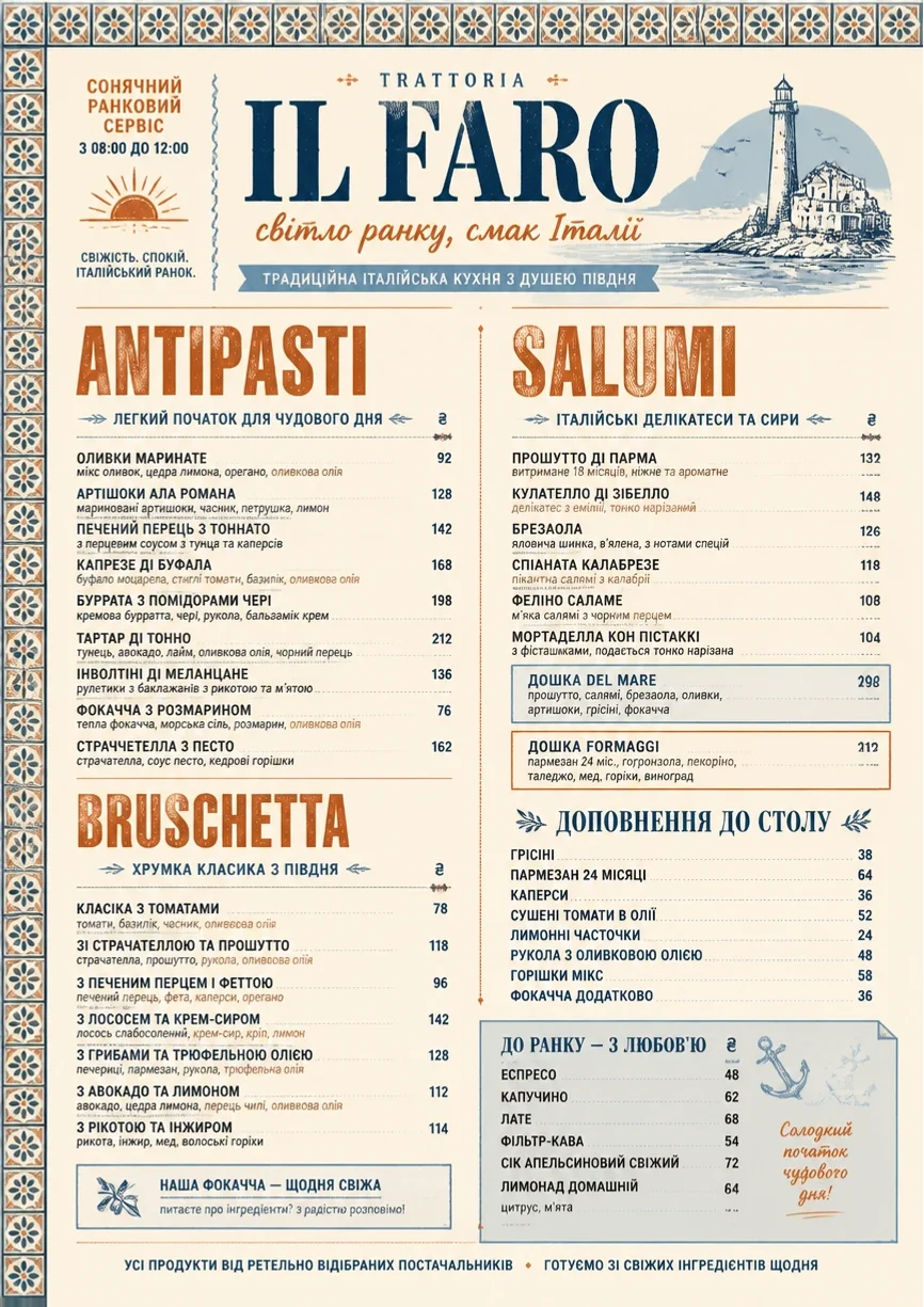 Heritage Tradition menu template preview