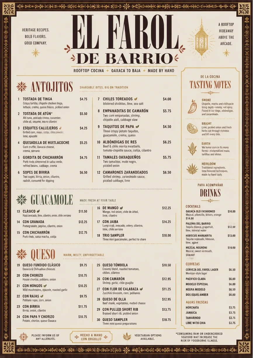 Heritage Tradition menu template preview