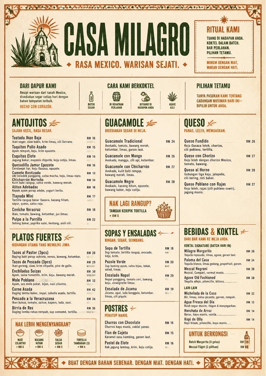 Heritage Tradition menu template preview