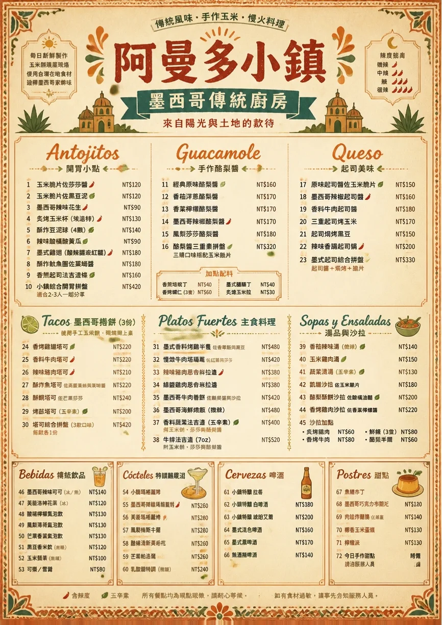 Heritage Tradition menu template preview