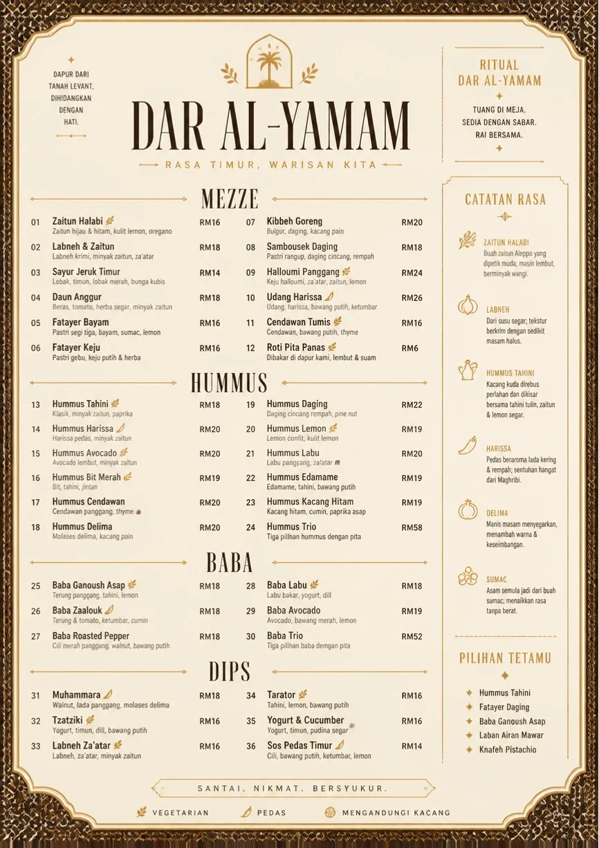 Heritage Tradition menu template preview