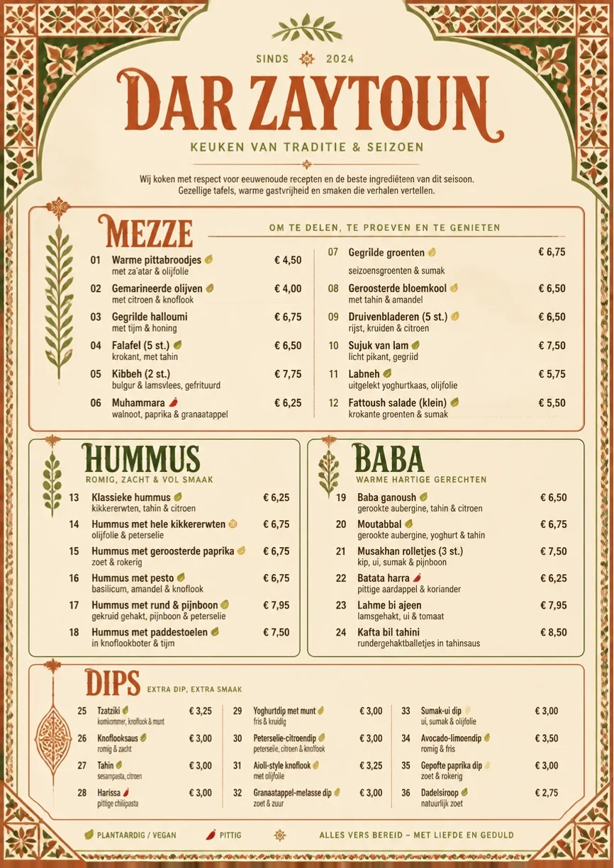 Heritage Tradition menu template preview