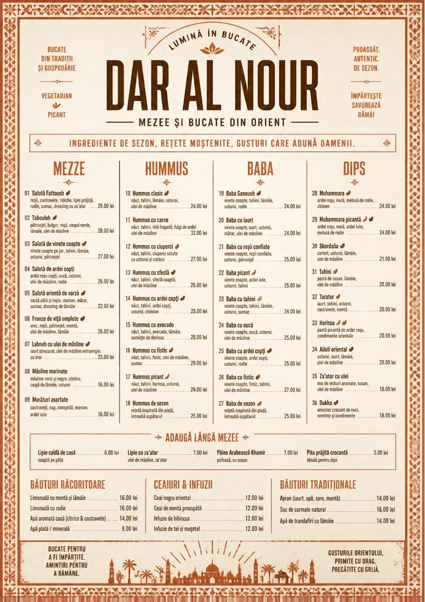 Heritage Tradition menu template preview
