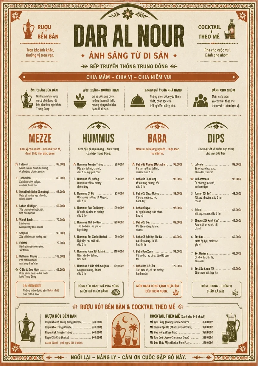 Heritage Tradition menu template preview