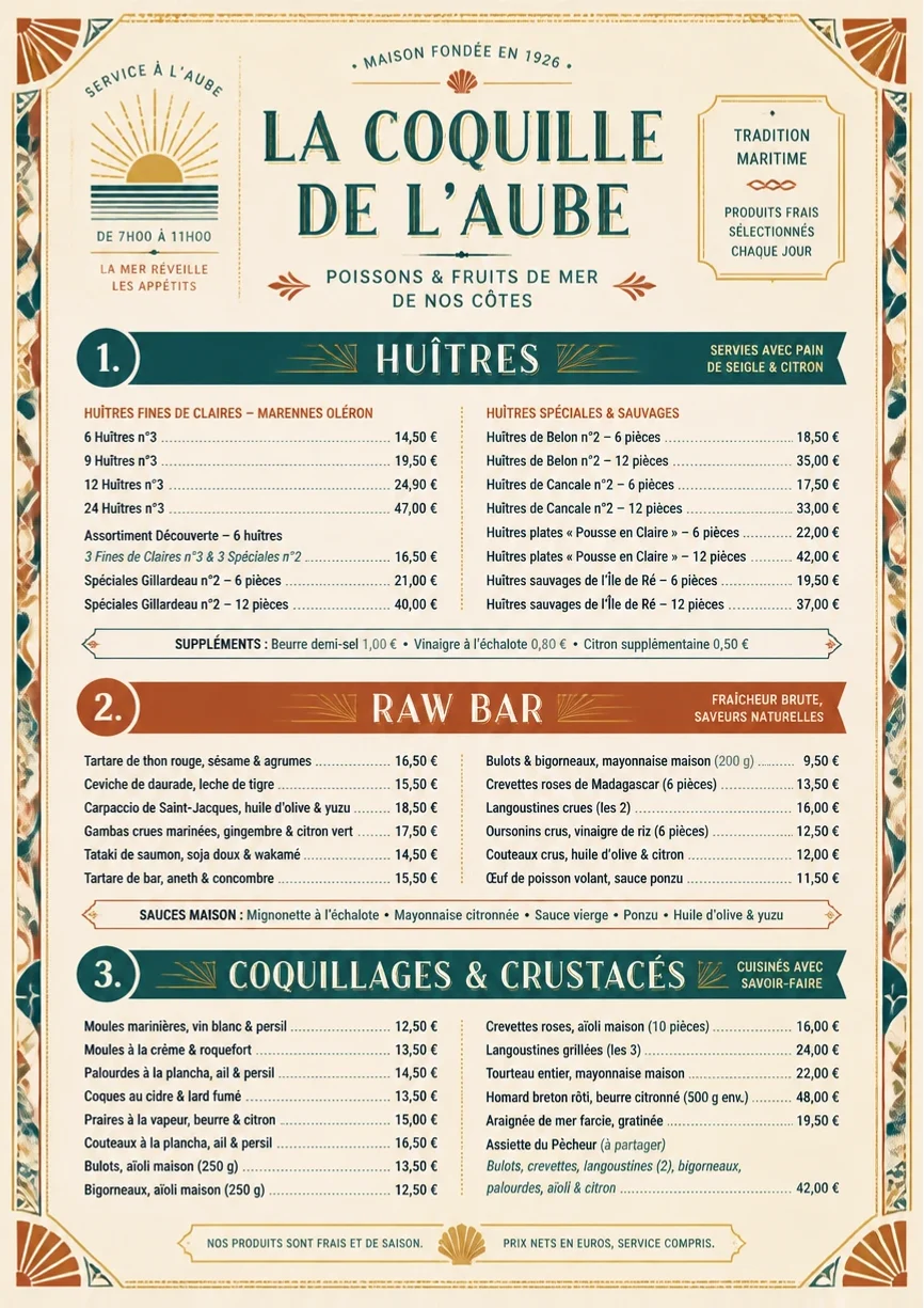 Heritage Tradition menu template preview
