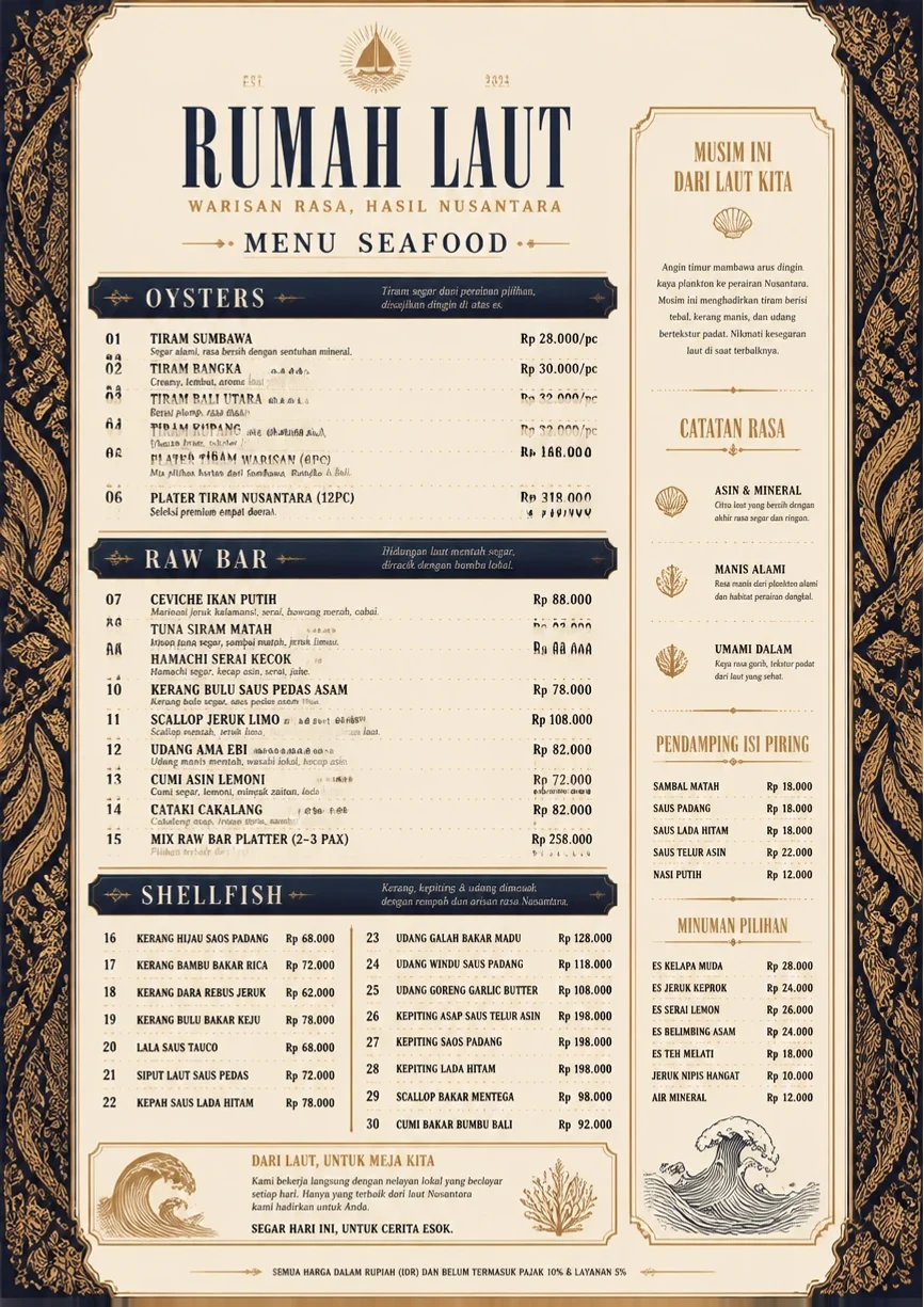 Heritage Tradition menu template preview