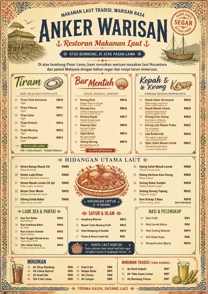Heritage Tradition menu template preview