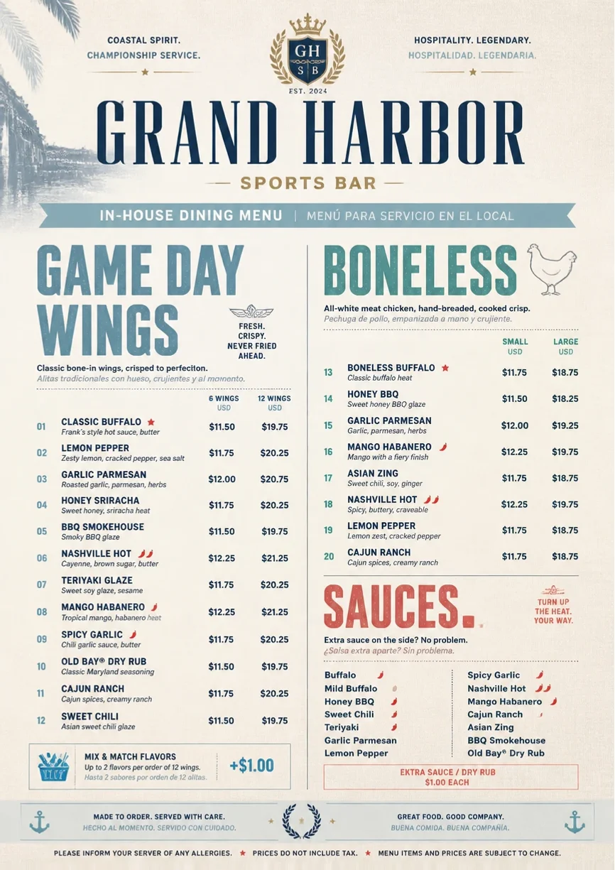 Grand Hotel Classic menu template preview
