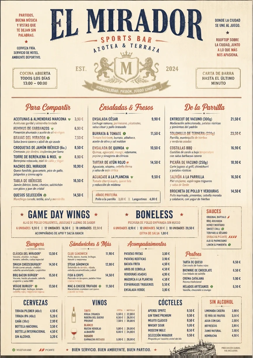 Grand Hotel Classic menu template preview