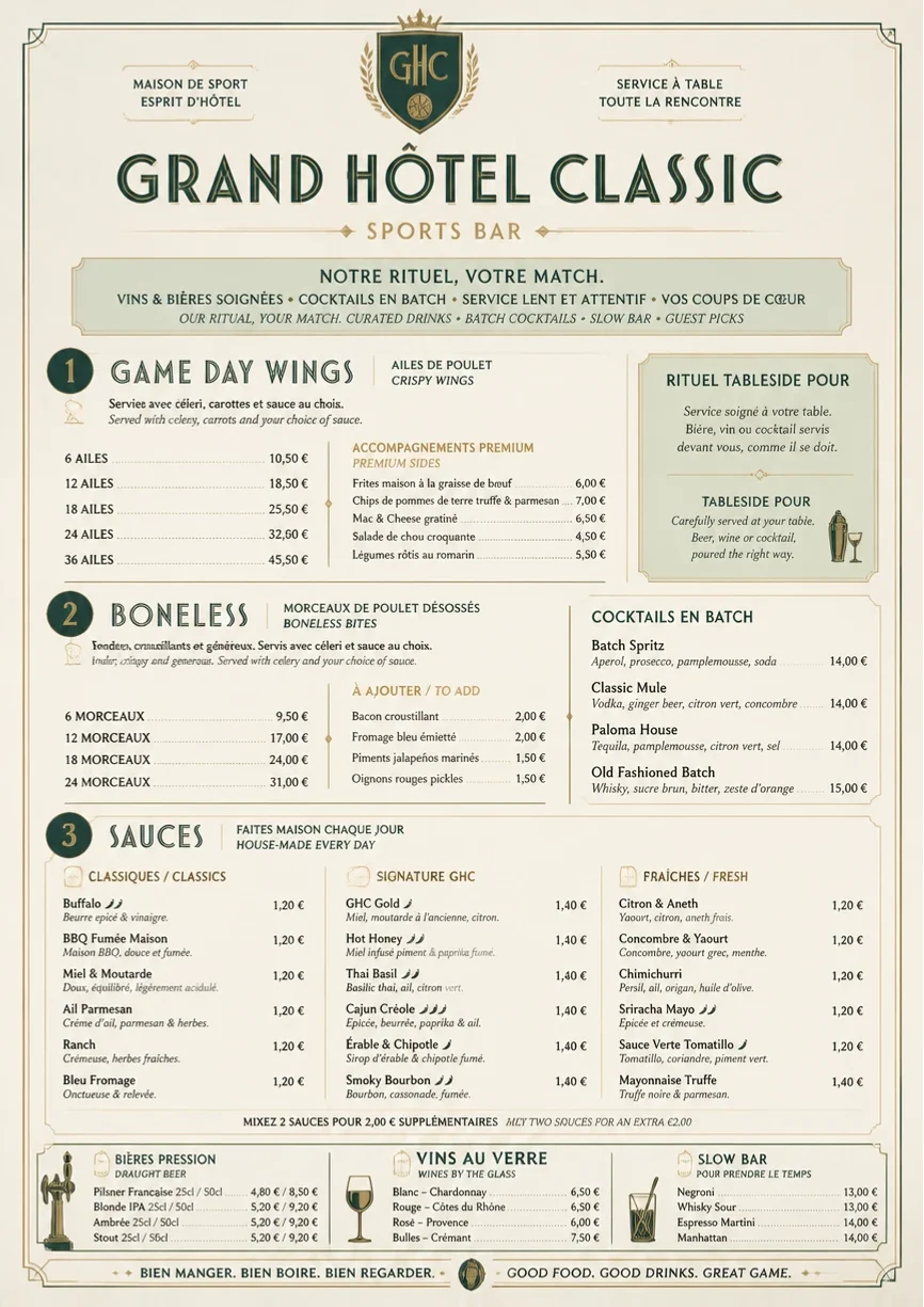 Grand Hotel Classic menu template preview